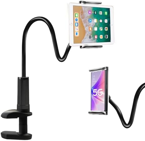 ZUYEE Gooseneck Tablet Mount Holder – 30-Inch Adjustable Arm for 4-10.5″ Devices | Perfect i Pad Clamp Stand for Hands-Free Viewing on Beds, Desks & Couches | Lightweight, Sturdy Design for Kindle, Galaxy Tabs & Smartphones | Effortless Setup for Ultimate Comfort