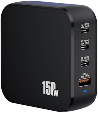 Boost Your Charging Efficiency with the 150 W Ga N USB C Charger Station – Compact 4-Port Fast Charging Hub for Multiple Devices – Lightweight & Portable Type C Charger with Enhanced Compatibility for Smartphones, Tablets & Laptops – Ideal for Home and On-the-Go Use