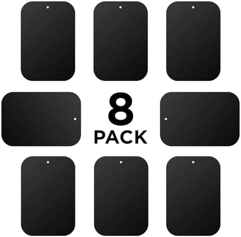 HIKER Premium Magnetic Mount Metal Plates – 8 Rectangular Durable Attachments for Ultimate Phone Stability and Universal Compatibility – Perfect for Hands-Free Navigation and Secure Mobile Support Solutions