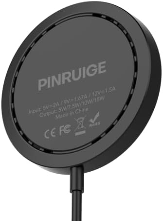 High-Speed Magnetic Wireless Charger for i Phone – 15 W Max Mag Safe Charging Pad, Compatible with i Phone 16/16 Pro/Pro Max/15/14/13/12/11 – Includes USB-A Wall Adapter for Seamless Power Delivery – Stylish Black Design for Modern Aesthetics