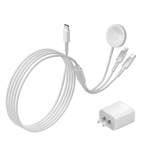 Elevate Your Charging Experience: Dual-Function 6 ft Magnetic USB C Charger for Apple Watch & i Phone 15/16 – High-Speed 20 W Power Block Included, Effortless Magnetic Alignment for All Series, Ideal for Home and Travel Use