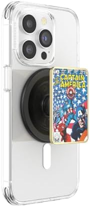 Marvel Captain America Mag Safe Pop Socket Grip – Secure Enamel Phone Holder with Kickstand, Wireless Charging Ready, Lightweight Design for Ultimate Usability and Marvel Fandom Style