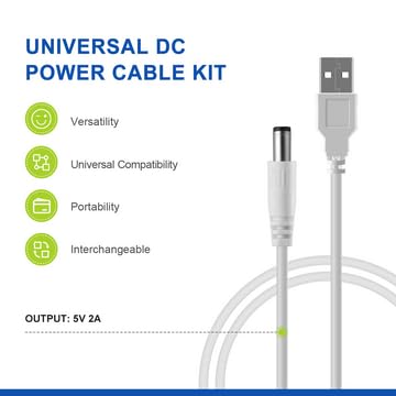 LANMU USB to DC Power Cable, DC 5V Power Cord 5.5 2.1mm Jack Charging Cable with 14 Interchangeable Plugs Addapters for 5V Devices – Enhanced Compatibility and Speed