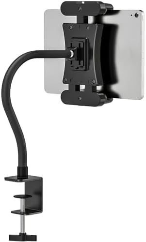 Ultimate Gooseneck Tablet Stand Holder for Hands-Free Convenience – Adjustable Desk Mount Compatible with i Pad Mini/Air/Pro, Kindle Fire HD, Galaxy Tabs & More – Perfect for Kitchen, Work Meetings & Entertainment – Effortless Installation, Enhanced Stability, and Versatile Positioning