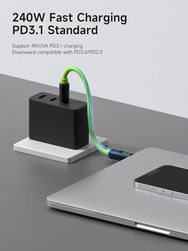 Hagibis USB 4 Cable with LED Display – 240 W Fast Charging & 8 K@60 Hz Video Output for i Phone 16/15 Pro Max, i Pad, Mac Book Pro/Air – Ultimate Thunderbolt 4/3 Data Transfer Solution for Efficient Connectivity and Enhanced Performance