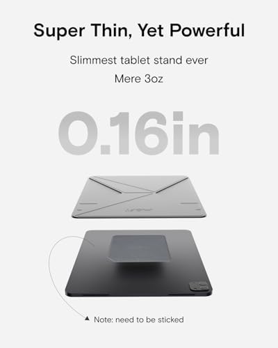 MOFT Snap Tablet Holder: Ultra-Slim Adjustable Stand for i Pad Pro & Air – Ergonomic and Foldable Design in Cool Grey for Optimal Comfort, Perfect for Productivity, Streaming, and Creative Endeavors – Versatile Portrait/Landscape Use with Enhanced Portability