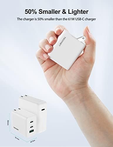 TECKNET 65 W Ga N Wall Charger – PD 3.0 USB-C Fast Charging Adapter with 3 Ports, Foldable Travel Plug for i Phone 16 Series, Galaxy S24/S25, Mac Book Pro, and Switch – Ultimate Power Solution for On-the-Go Efficiency and Versatility