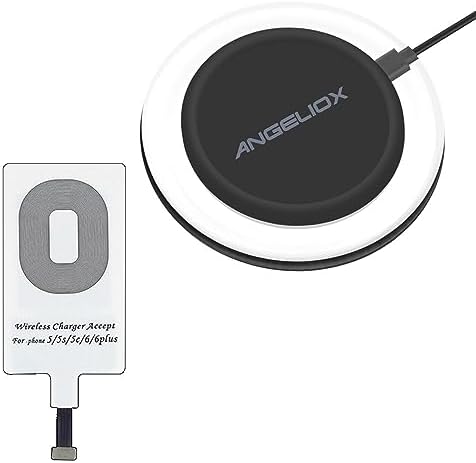 ANGELIOX Premium Fast Wireless Charging Pad with Integrated Receiver – Effortless Cord-Free Solution for i Phone Models 5 to 7 Plus, Enhance Device Durability and Streamline Your Charging Experience with Modern Elegance