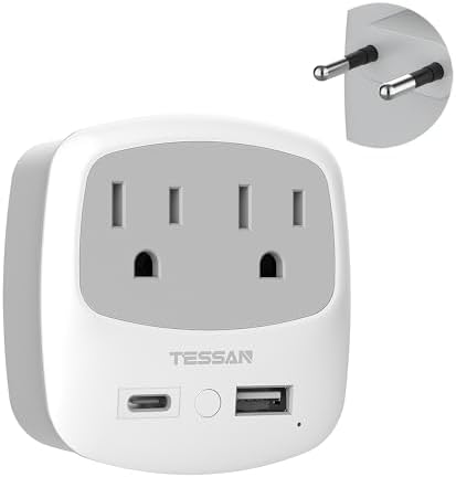 Ultimate TESSAN Type G UK Travel Plug Adapter with Dual USB Fast Charger Ports – Compact US to UK Power Converter for Effortless Global Connectivity in Scotland, London, Ireland, Kenya, Dubai & Qatar