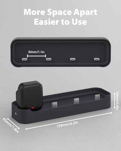 Doohoeek 4-Port USB-C Battery Charging Hub for Whoop 5.0 & 4.0 Power Packs – Fast, Reliable Charging Station with LED Indicators & Safety Features for Home and Office Use – Maximize Device Efficiency and Minimize Downtime
