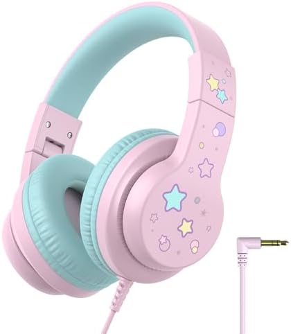 i Clever Kids Headphones: Safe 85 d B Volume-Limited Over-Ear Stereo Sound for Children – Foldable, Lightweight, and Compatible with i Pads and Computers for Easy Travel and Learning