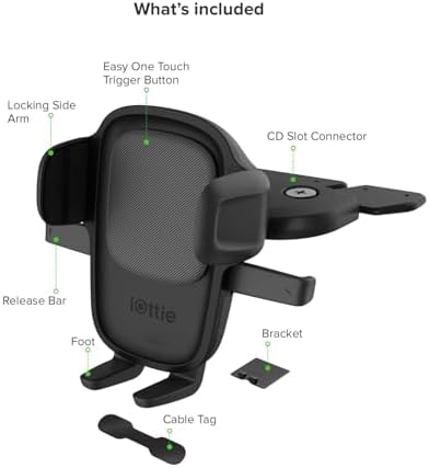 i Ottie Easy One Touch Signature CD Slot Car Phone Holder – Universal Smartphone Mount for i Phone, Google, Samsung, and More – Enhanced Stability, 360-Degree Viewing Angles, Quick One-Touch Access for Safe Driving