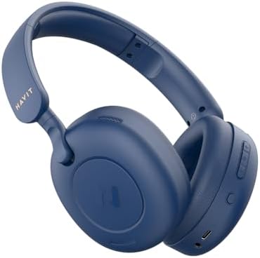 Unleash Your Audio Experience with Havit H655 BT Hybrid Active Noise Cancelling Over-Ear Headphones – Exceptional 76-Hour Battery Life, App-Enhanced Deep Bass, and Hi-Res Audio Clarity for Travelers and Audiophiles – Ultimate Comfort with Advanced 5-Mic Noise Isolation Technology for Uninterrupted Listening Bliss