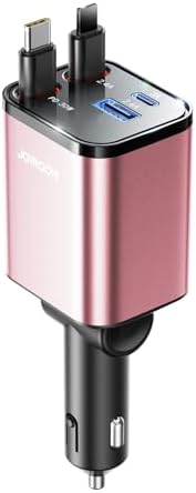 JOYROOM Ultra-Compact 84 W Retractable Car Charger – Fast USB-C Charging for i Phone 12-16 | Travel Essential Car Adapter for Quick Device Power-Up | Sleek Design, Tangle-Free Cable, Perfect Gift for Men & Women