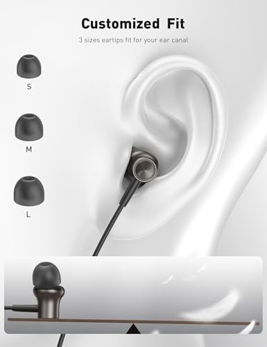 i Mangoo Magnetic Hi Fi Stereo Bass Wired Earbuds with MFi Certification – Premium Lightning Earphones for i Phone 14, 13 Pro Max, 12 Mini & More – Enhanced Audio Experience with Built-in Microphone & Volume Control – Stylish Purple Design for Everyday Comfort and Portability