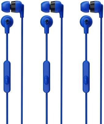 Skullcandy Ink’d+ Cobalt Blue Wired Earbuds – Premium Noise Isolation, Built-in Microphone for Seamless Calls, Travel-Friendly Design with Customizable Ear Gel Sizes, Optimal Audio Experience for Music Lovers