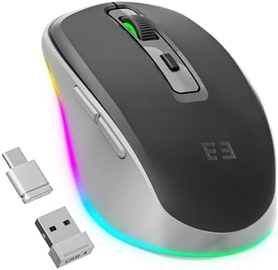 Illuminate Your Workspace with the seenda Light-Up Wireless Mouse Featuring Built-In Jiggler – USB-C & USB Receiver for Mac Book, i Pad, and Windows Devices – Ergonomic Design for Enhanced Comfort and Productivity
