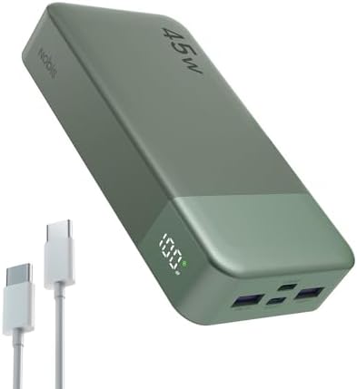 NOBIS 20000 m Ah Ultra-Fast Portable Power Bank with Smart Digital LED Display – 45 W Quick Charge Battery Pack Featuring Dual USB-A & Type-C Ports for Simultaneous Charging of Up to 4 Devices – Perfect for Travel, Outdoor Adventures, and Emergency Situations (Vibrant Orange)