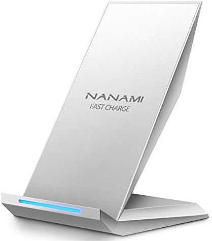 NANAMI 15 W Qi Certified Fast Wireless Charger Stand – Ergonomically Designed for i Phone 16/15/15 Pro/Plus/Max & Samsung Galaxy S25/S24/S23/S22/S21 – Ultra-Fast Charging with Advanced Safety Features for All Qi-Compatible Devices – Sleek, Space-Saving Solution for Effortless Charging at Home or Office