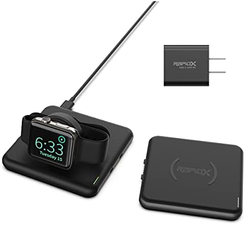 Revolutionary Rapid X Modula5 Modular Wireless Charging Station – Complete Set with 1 Phone Pod, 1 Smartwatch Pod & 30 W Fast-Charge Adapter in Sleek Black – Ultimate Qi-Certified Solution for Tangle-Free Power and Enhanced Device Compatibility