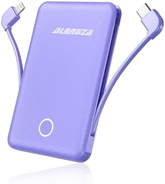 Compact 6000 m Ah Portable Power Bank with Built-in Cable – Lightweight Fast Charging External Battery for i Phone and Android – Ultimate Travel Companion for On-the-Go Charging Efficiency