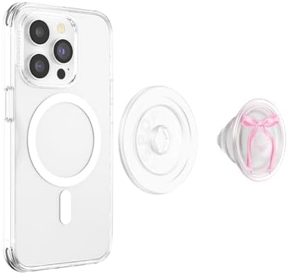 Elevate Your Smartphone Experience with the Mag Safe Compatible Pop Sockets Grip – Stylish Enamel Silver Heart Design, Magnetic Phone Stand & Secure Grip for i Phone, Ideal for Hands-Free Viewing & Effortless Wireless Charging, Customizable Swappable Top for Personal Flair