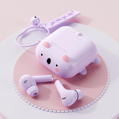 Adorable Kids’ Purple True Wireless Bluetooth Earbuds – Lightweight Kawaii Headphones for Small Ears, Perfect for School and Play – Enhanced Compatibility with i Phone & Android, Convenient Charging Case, Long-Lasting Battery for Young Music Lovers