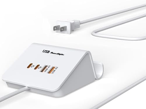 WUKUR Ga N USB C 4-Port Fast Charging Hub – High-Efficiency Multi-Device Charger for Mac Book, i Phone 14/13/12, i Pad, Samsung Galaxy & Google Pixel – Compact, Durable Design with Advanced Safety Features for Optimal Power Management and Clutter-Free Charging Experience