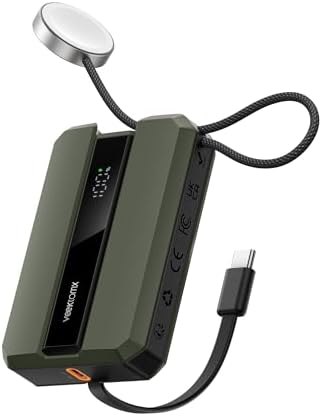 VEEKTOMX PD 30 W Portable Power Bank with Integrated USB-C Cable – Fast Charging 10,000 m Ah Battery for i Phone 16/15/15 Plus & Apple Watch – Ultra-Compact Charger for On-the-Go Convenience – Reliable Charging Solution for Modern Lifestyles