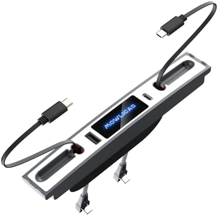 Revolutionize Your Tesla with the Dual USB C Charging Hub for Model 3/Y (2024-2021) – 27 W Fast Charger for i Phone 15 and USB C Devices, Retractable Design for Effortless Storage, Sleek Silver Gray Finish, Essential Accessory for Modern Tesla Owners