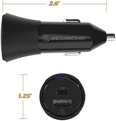 Scosche M Power Volt 40 W Dual Port USB-C Car Charger – Fast Charging Adapter for i Phone, Galaxy & All USB-C Devices, Flush Cigarette Lighter Design, Sleek & Compact Automotive Power Solution for On-the-Go Convenience