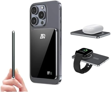 Ultra Slim 0.3″ Mag Safe Power Bank – 5000 m Ah Lightning-Fast Charger for i Phone 12-16, Apple Watch & Air Pods – Magnetic Connectivity for Effortless Recharging on the Go Ultra Slim 0.3″ Mag Safe Power Bank – 5000 m Ah Lightning-Fast Charger for i Phone 12-16, Apple Watch & Air Pods – Magnetic Connectivity for Effortless Recharging on the Go