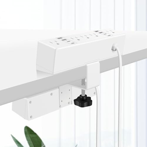 Maximize Workspace Efficiency with the Ultimate Dual Layer Desk Clamp Power Strip – 20 AC Outlets & 8 Fast Charging USB Ports, 60 W Power Delivery, 1200 J Surge Protection, 6 Ft Flexible Cord – Ideal for Multi-Device Charging and Organized Workstations