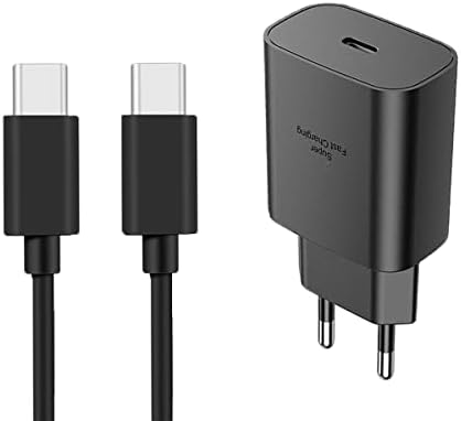 25 W European USB Type C Fast Charger with 6.6 ft Cable – Ideal for Samsung Galaxy & i Phone – Compact Travel Adapter with PD/PPS Technology for High-Speed Charging Across Europe – Universal Compatibility for Quick Power Solutions