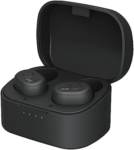 JVC HAA10 TH Wireless Earbuds with Bluetooth 5.0 – Superior Sound Quality, IPX5 Water-Resistant Design, Extended 14-Hour Battery Life with Charging Case, Comfort Fit Memory Foam Tips, Misty Gray – Perfect for Active Lifestyles and Everyday Use