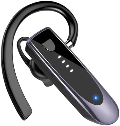Atheewon Bluetooth Earpiece: Premium Wireless Headset with Advanced Noise-Cancellation | 20-Hour Talk Time & 180-Hour Standby for Ultimate Convenience | Perfectly Ergonomic Design in Modern Silver and White | Bluetooth 5.4 Technology for Reliable Connectivity | Ideal for Business Professionals, Truckers, and Drivers Seeking Crystal-Clear Communication