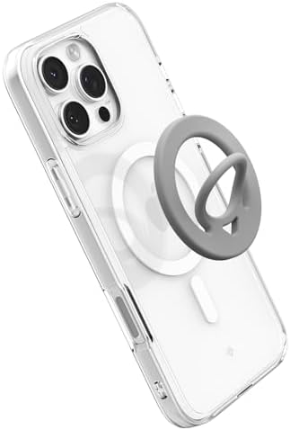Experience Ultimate Grip with Spigen Dual Pop Mag Fit Phone Holder – Premium Magnetic Silicone Mount for i Phone 16/15/14/13/12 Series – Sleek Gray Design for Enhanced Stability and Comfort on the Move.