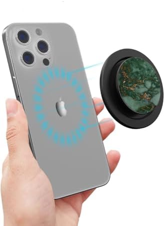 Transform Your Mobile Lifestyle with the Elegant Green Marble Adjustable Magnetic Phone Grip – Seamlessly Compatible with Mag Safe Technology for Effortless Wireless Charging and Superior Stability – Durable, Stylish Smartphone Accessory for Ultimate Comfort and Personalization