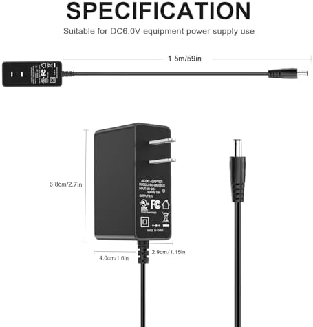 Ultra-Reliable 6 V DC Power Adapter – Optimal Charging Solution for Breg Polar Care Cube, Baby Monitors & AT&T Phones – 1 A Fast Charge for Consistent Device Performance – Essential Power Supply for Diverse Applications and Maximum Efficiency