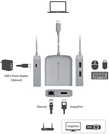 Maximize Productivity with Cable Matters USB C Hub – 4 K@240 Hz Display Port Adapter for Mac Book Pro, 100 W Power Delivery, Dual USB Ports, and Stable Ethernet Connectivity – Thunderbolt 3 & 4 Compatible for High-Performance Workspaces