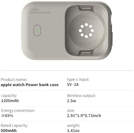 Portable Fast Charging Power Bank for Apple Watch – 1200 m Ah Ultra-Compact Charger Compatible with Series 10/9/8/7/6/5/4/SE – Essential Travel Accessory for Active Lifestyles and Busy Professionals