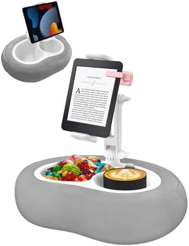 Multifunctional Tablet Pillow Stand with 360° Rotating Holder – Ideal for 5″ to 12.9″ Devices Like Kindle & i Pad – Soft Plush Fabric for Ultimate Comfort – Detachable Snack Bowl for Added Convenience – Perfect for Reading, Watching Movies, or Relaxing in Bed – Lightweight & Portable Design in Stylish Pink