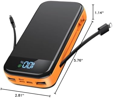 High-Capacity 32000 m Ah Portable Charger with Built-in Cables, Fast Charging Technology (22.5 W QC 3.0 & 20 W PD), Smart LED Display for Multi-Device Power Management – Sleek Blue External Battery Pack for Professionals and Travelers