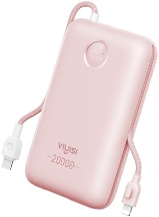 High-Capacity 20000 m Ah Portable Charger with Built-in Cables – 30 W Fast Charging Power Bank Featuring LED Display for i Phone, Samsung, i Pad & Android Devices – Ideal Travel Companion for On-the-Go Charging Solutions