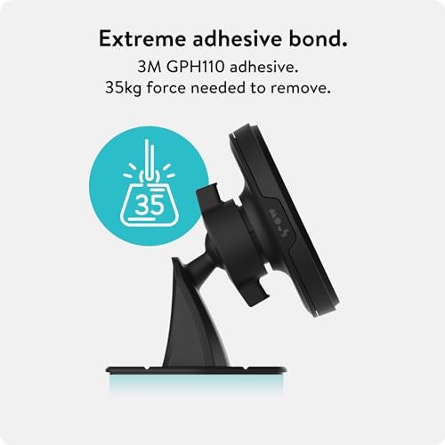 Mous Mag Safe Car Mount Phone Stand – Secure Suction Mount for i Phone 16/15/14/13/12 Series | Effortless 360° Rotation & Magnetic Alignment for Ultimate Convenience | Ideal for Hands-Free Navigation and Streaming