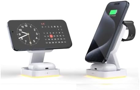 Ultimate 3 in 1 Wireless Charging Station for i Phone 16, 15, 14 Pro Max, Apple Watch & Air Pods – Fast Qi-Certified Dock for Android Devices, Sleek Bedside Solution for Efficient Multi-Device Charging