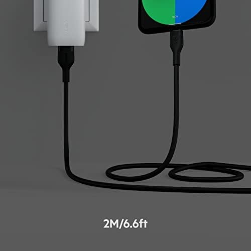 Belkin Boost Charge Flex Silicone USB-A to USB-C Charging Cable (2 M/6.6 ft) – Fast Data Transfer & Durable Design for i Phone 16, Galaxy S25, Pixel 9 & More with Convenient Cable Clip – Tangle-Resistant Flexibility for Ultimate Compatibility and Performance