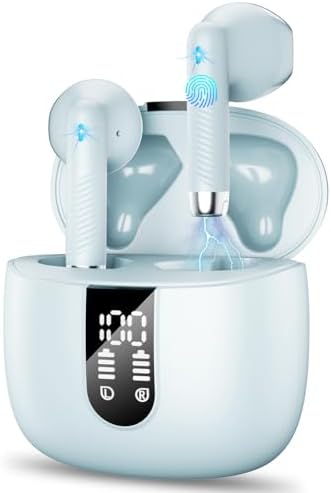 Ultimate Freedom: 2024 Bluetooth V5.4 Noise Cancelling Wireless Earbuds with IP7 Waterproofing, 40-Hour Battery Life, Dual LED Display, and Enhanced Call Clarity for Android/i OS – Chic Green Design for Active Lifestyle