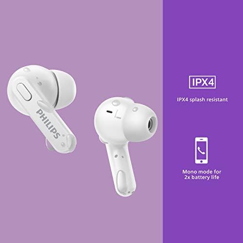 Philips T2206 True Wireless Earbuds – Compact Charging Case, IPX4 Water-Resistant Design, Enhanced Audio Mobility for Active Lifestyles, Rapid Pairing Technology, Secure Fit for Music Lovers and Fitness Enthusiasts