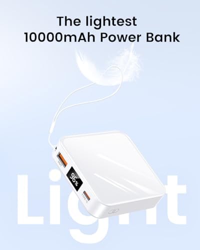 Ultra-Compact 10000 m Ah Fast Charge Mini Power Bank with Smart LED Display – Portable USB C Charger for i Phone, i Pad, Samsung & Android Devices – Optimal Power Solution for On-the-Go Charging